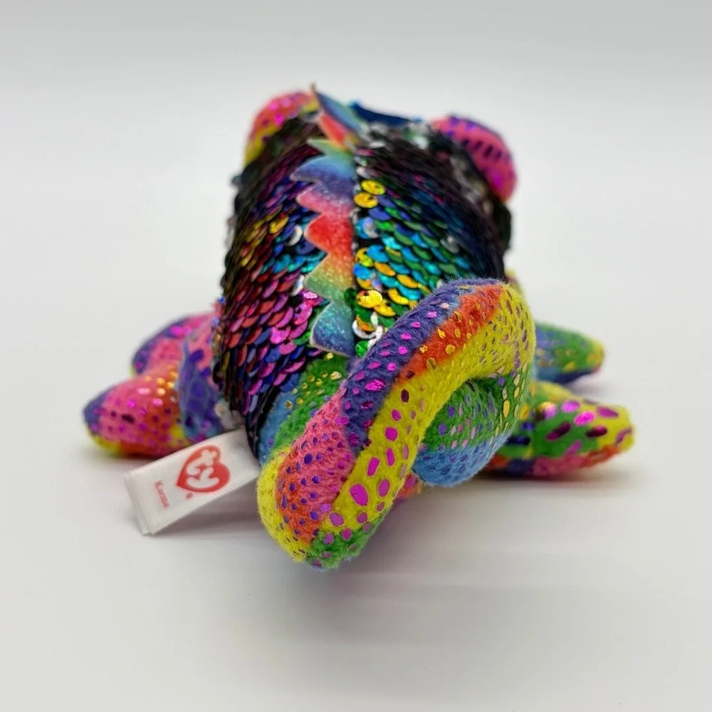 Ty Beanie Babies Karma The Chameleon Flippables‎ Plush Toy Rainbow Sequin Eyes